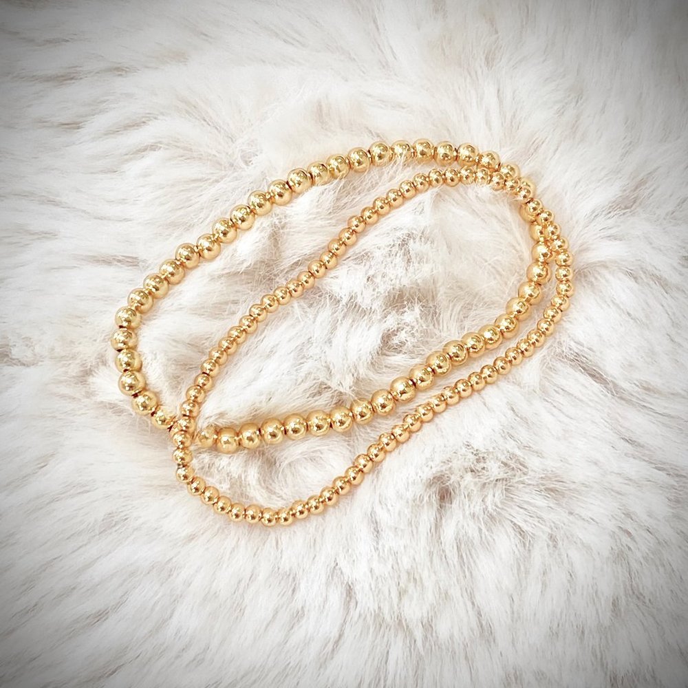 Sterling Forever NWT 14K Gold Balls Stretch Bracelets - Set of 2